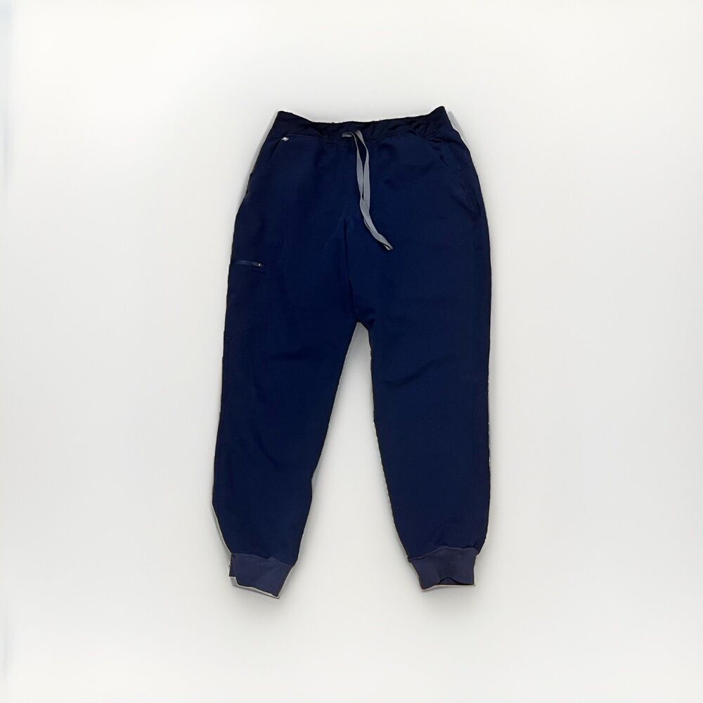 FIGS Technical Scrub Jogger Pants Womens Large Blue HW Zamora Drawstring Pockets